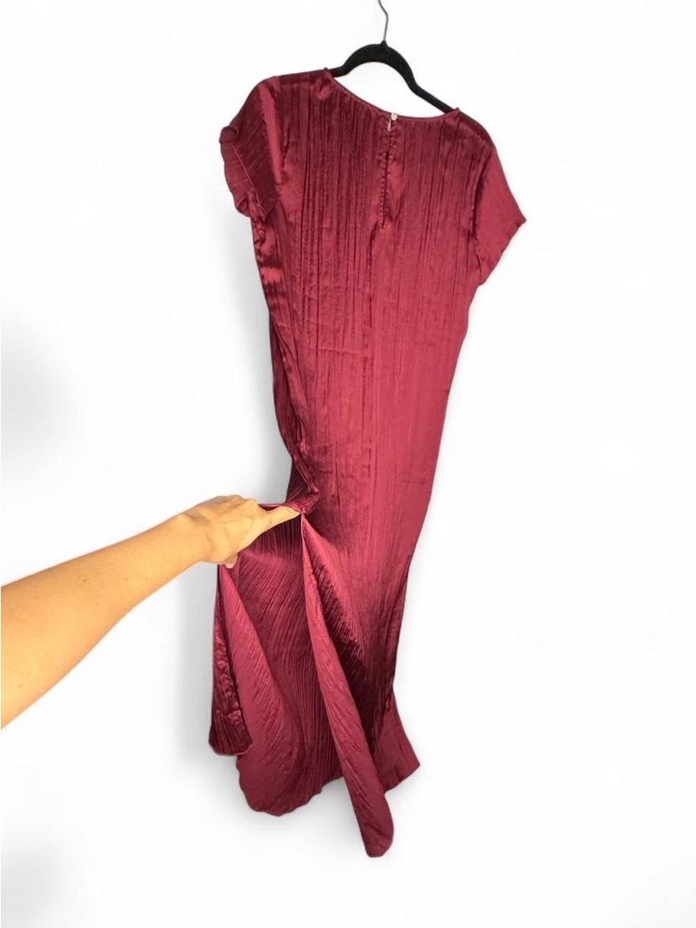 NWOT Madewell Burgundy Plissé Maxi Dress Size Medium Goth Regency Romantic Fairy - Picture 4 of 8